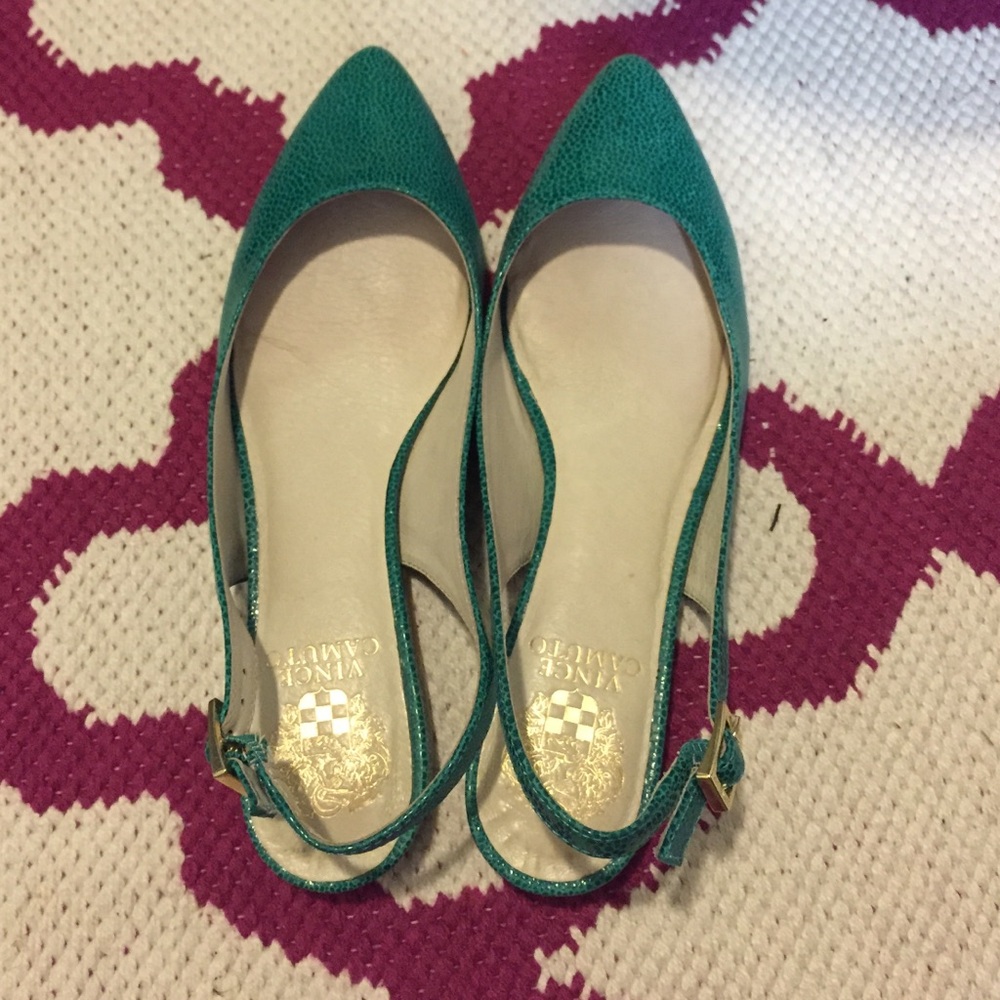 Vince Camuto Teal Pointed Toe Slingback Flats